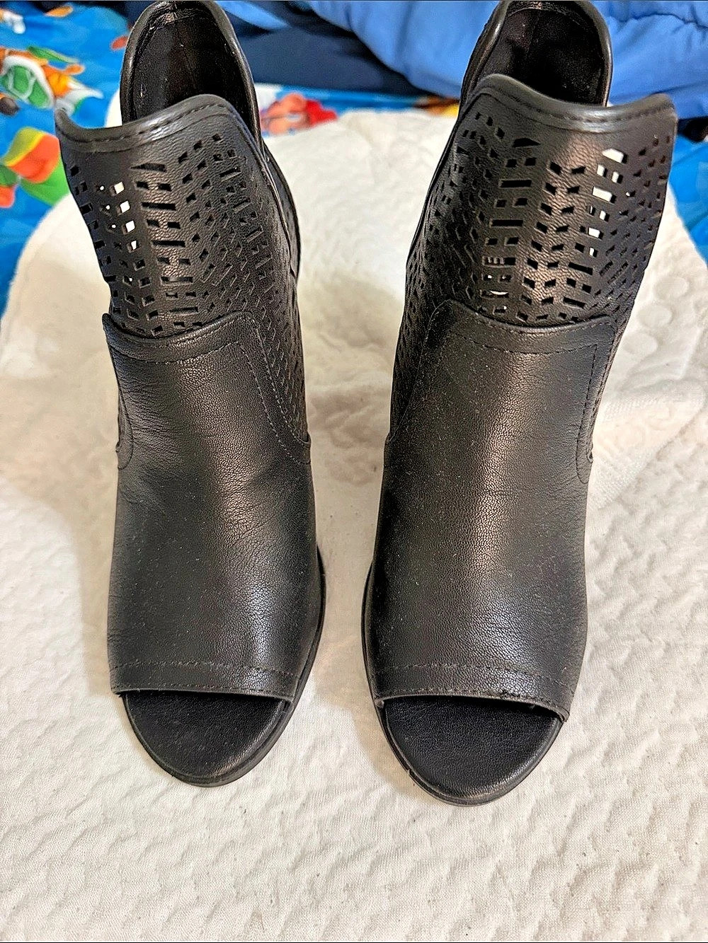 Soda Cathy Black Open Toe Wedge Heels